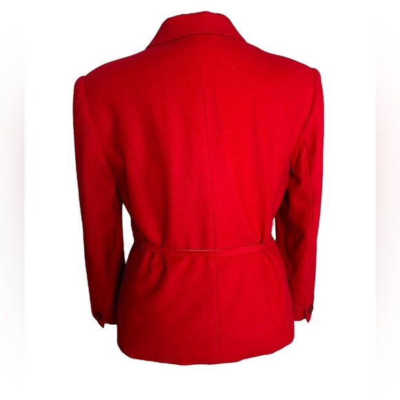Jacqueline Ferrar Women Vintage Red Cashmere & Wool Blend Blazer with Belt Sz.16 - Picture 4 of 13